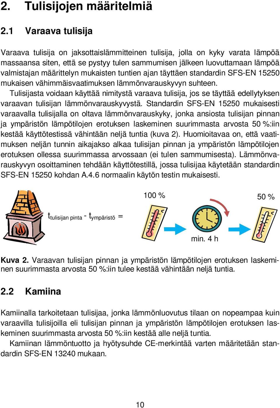 määrittelyn mukaisten tuntien ajan täyttäen standardin SFS-EN 15250 mukaisen vähimmäisvaatimuksen lämmönvarauskyvyn suhteen.