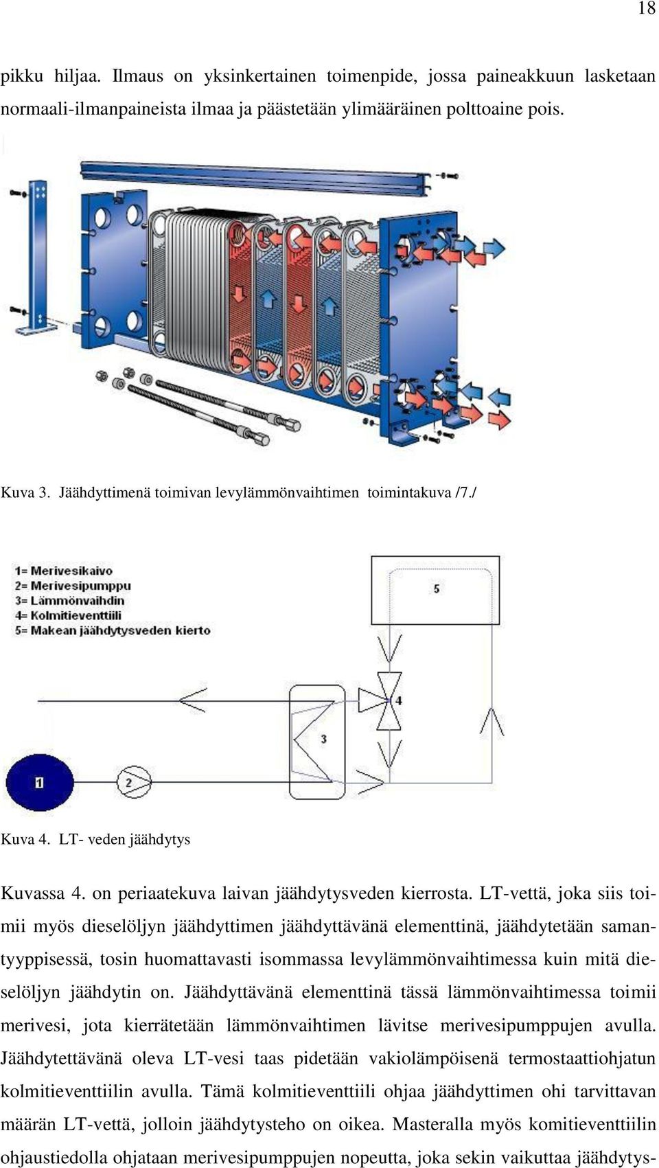 LT-vettä, joka siis toimii myös dieselöljyn jäähdyttimen jäähdyttävänä elementtinä, jäähdytetään samantyyppisessä, tosin huomattavasti isommassa levylämmönvaihtimessa kuin mitä dieselöljyn jäähdytin