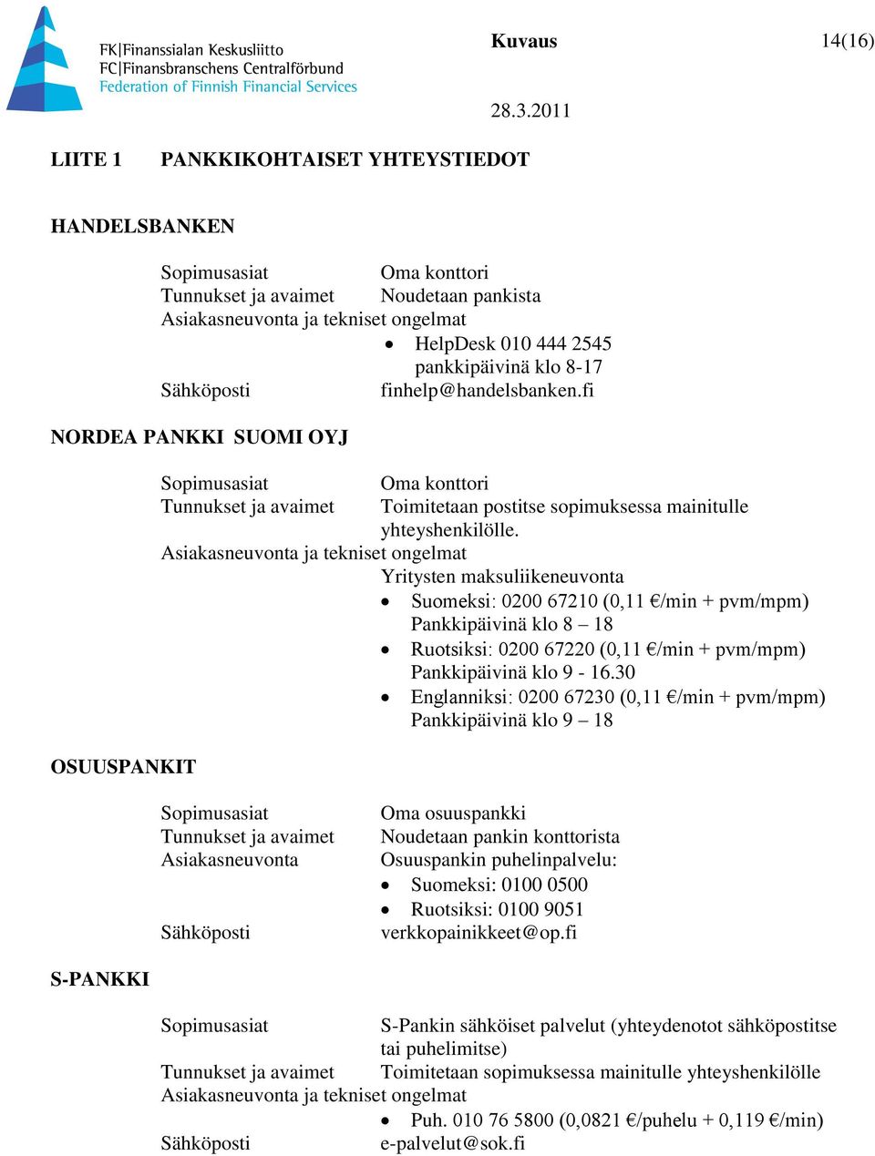 fi NORDEA PANKKI SUOMI OYJ OSUUSPANKIT Sopimusasiat Oma konttori Tunnukset ja avaimet Toimitetaan postitse sopimuksessa mainitulle yhteyshenkilölle.