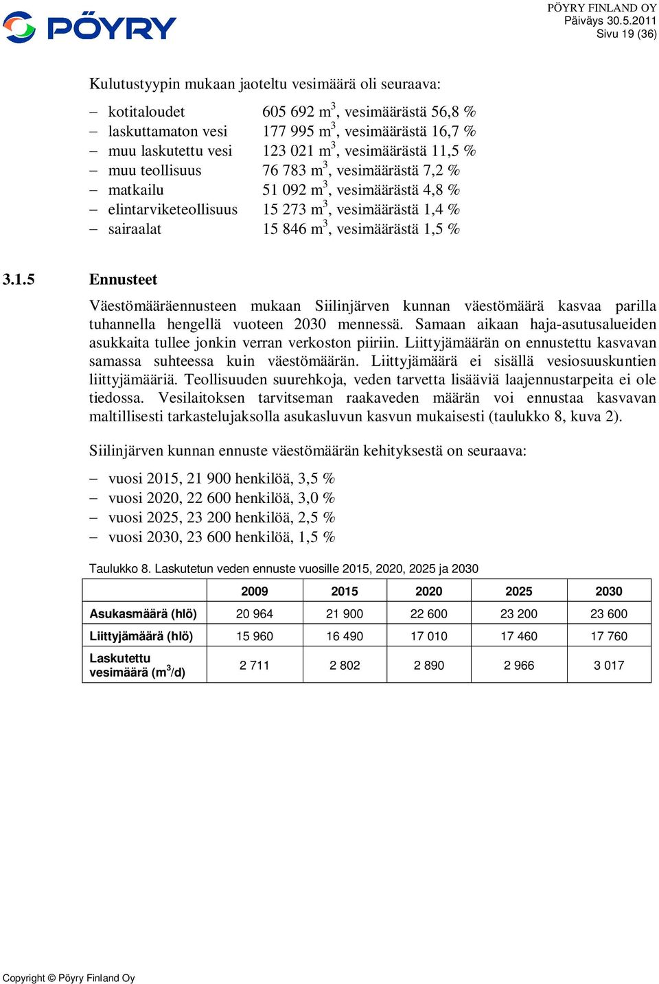 3.1.5 Ennusteet Väestömääräennusteen mukaan Siilinjärven kunnan väestömäärä kasvaa parilla tuhannella hengellä vuoteen 2030 mennessä.