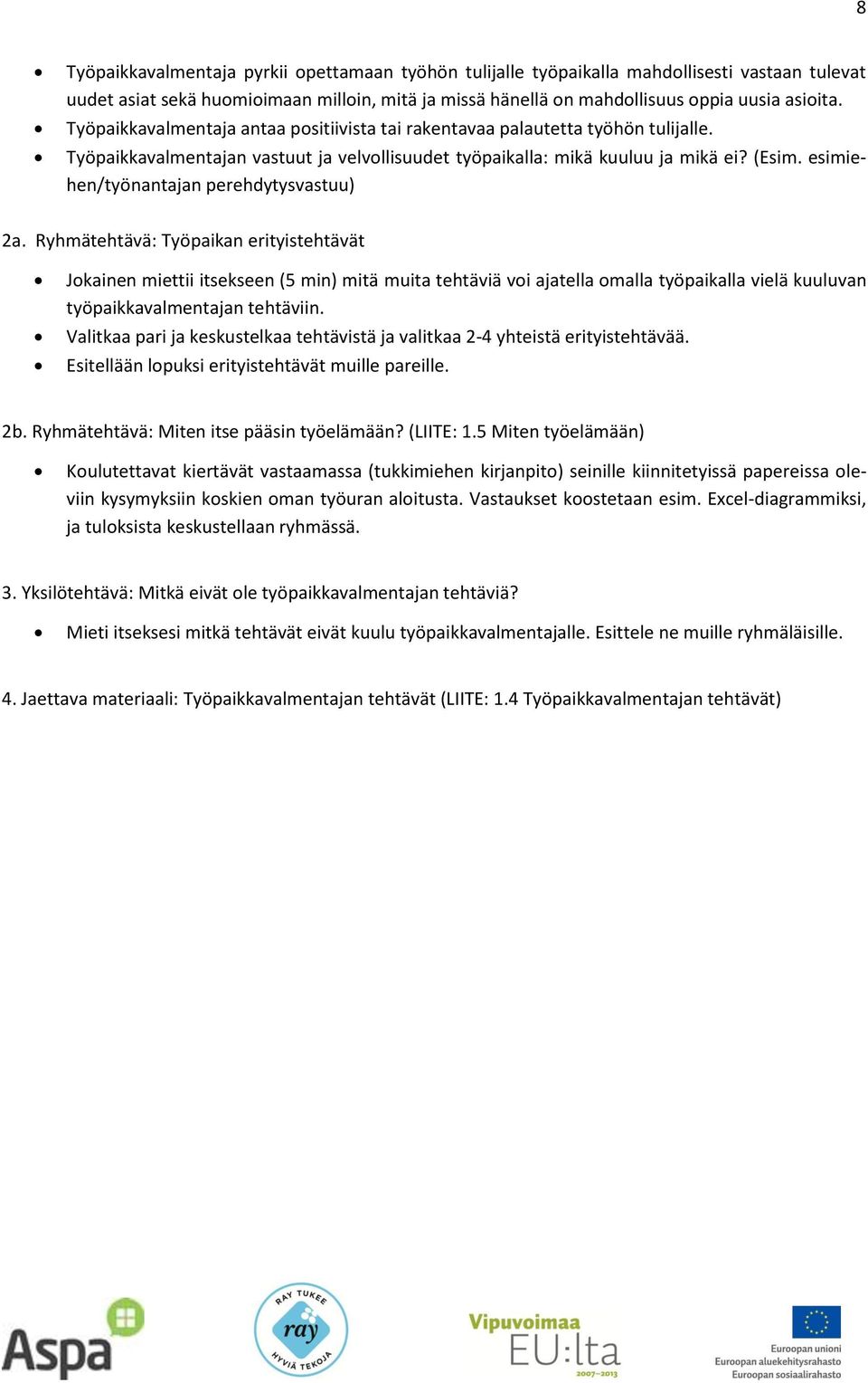 esimiehen/työnantajan perehdytysvastuu) 2a.