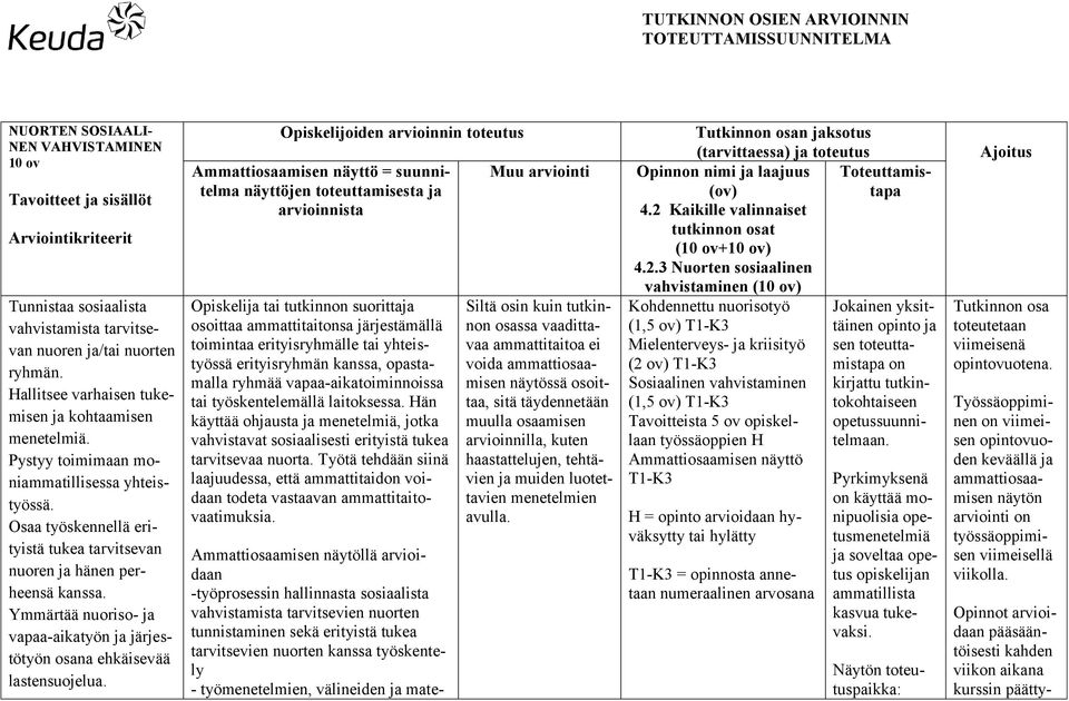 Ymmärtää nuoriso- ja vapaa-aikatyön ja järjestötyön osana ehkäisevää lastensuojelua.