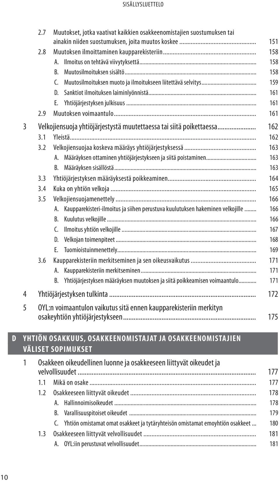 Yhtiöjärjestyksen julkisuus... 161 2.9 Muutoksen voimaantulo... 161 3 Velkojiensuoja yhtiöjärjestystä muutettaessa tai siitä poikettaessa... 162 3.