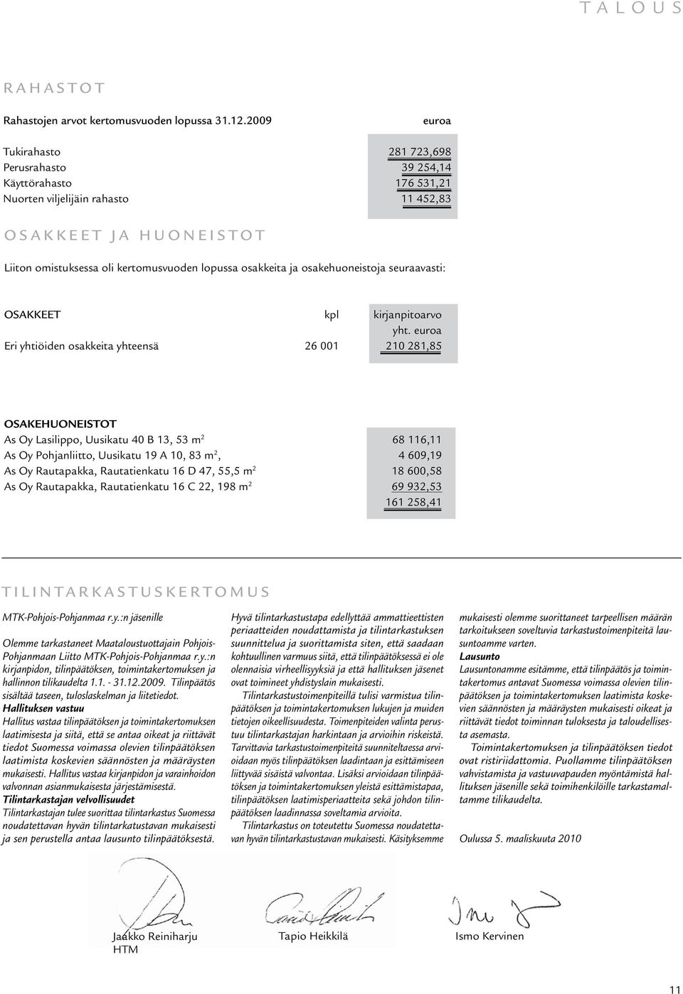 osakkeita ja osakehuoneistoja seuraavasti: OSAKKEET kpl kirjanpitoarvo yht.