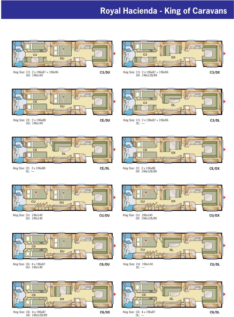 CE: 2 x 196x88 DX: 196x128/89 CE/DX CU DU CU DX King Size: CU: 196x140 DU: 196x140 CU/DU King Size: CU: 196x140 DX: 196x128/89 CU/DX C6 DU CU DL King Size: