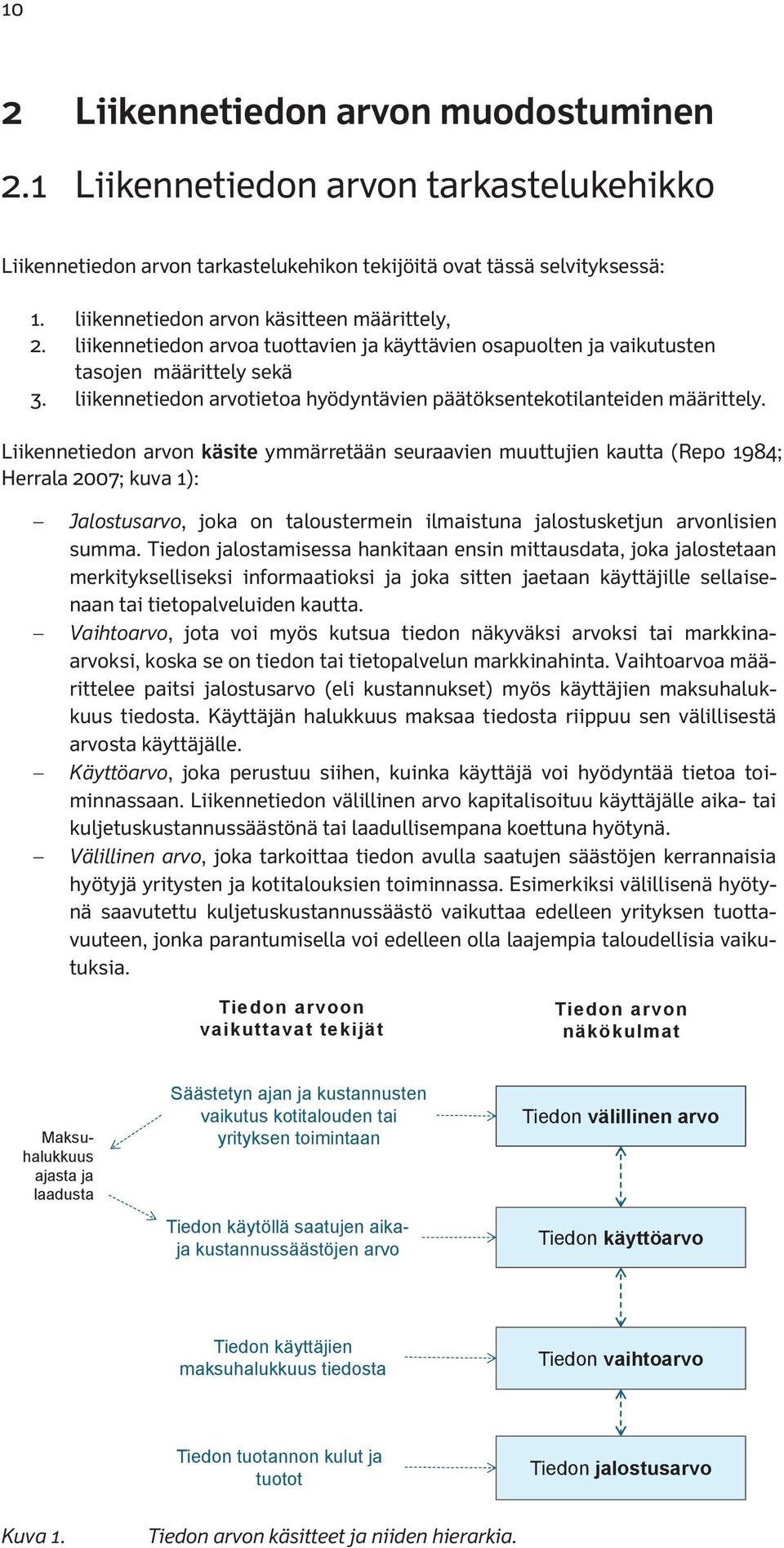 liikennetiedon arvon käsitteen määrittely, 1. 2. liikennetiedon arvoa arvon tuottavien käsitteen määrittely, ja käyttävien osapuolten ja vaikutusten tasojen 2.