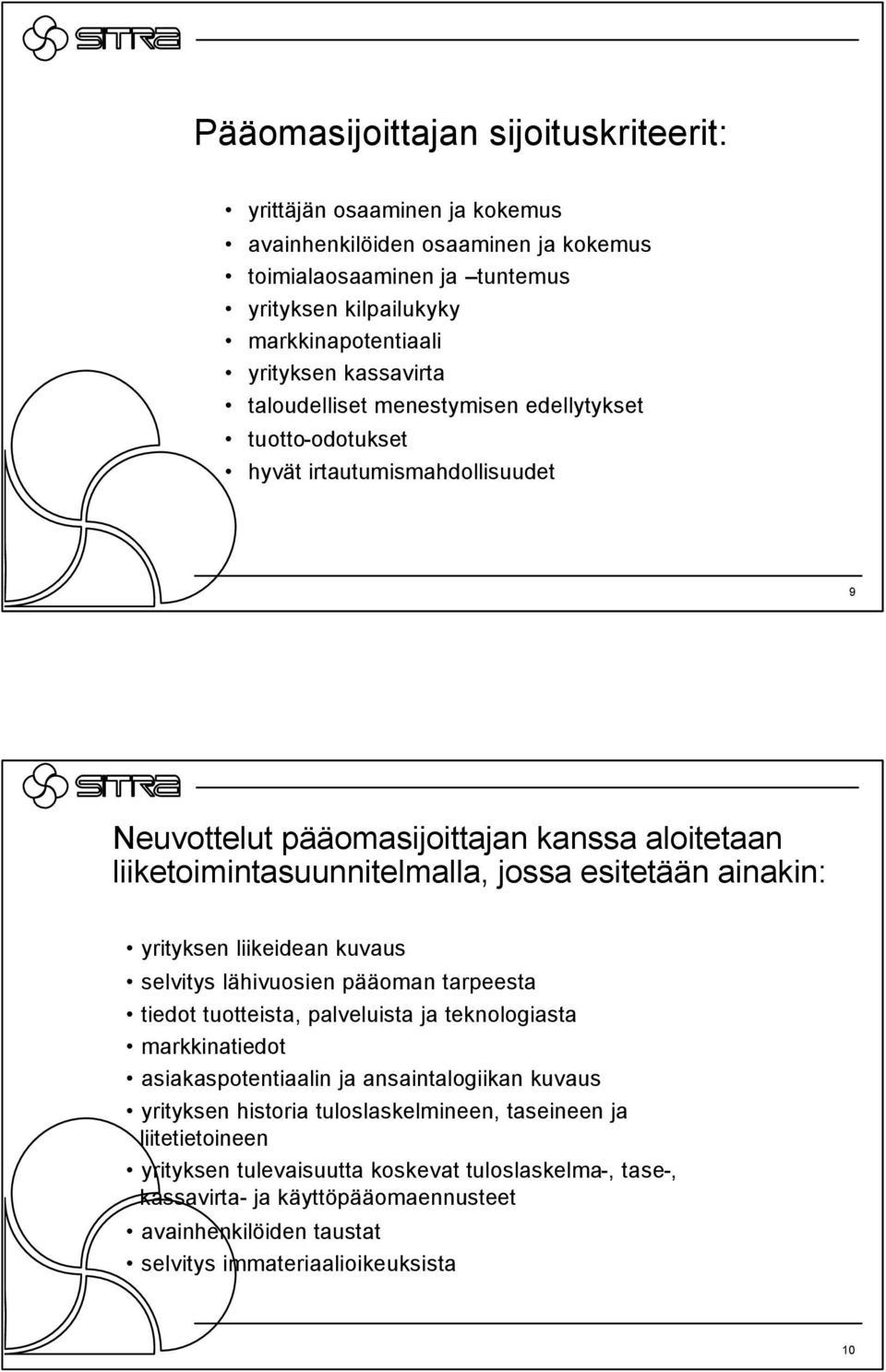 ainakin: yrityksen liikeidean kuvaus selvitys lähivuosien pääoman tarpeesta tiedot tuotteista, palveluista ja teknologiasta markkinatiedot asiakaspotentiaalin ja ansaintalogiikan kuvaus yrityksen