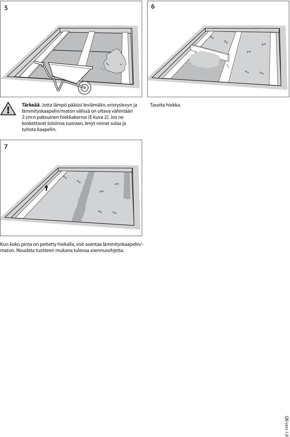 vähintään 2 cm:n paksuinen hiekkakerros (E kuva 2).