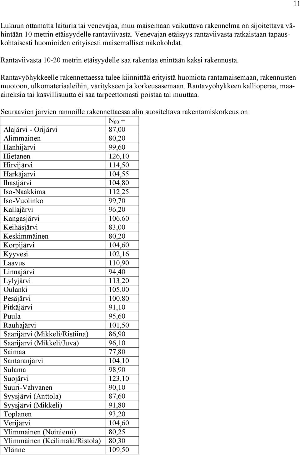 Rantavyöhykkeelle rakennettaessa tulee kiinnittää erityistä huomiota rantamaisemaan, rakennusten muotoon, ulkomateriaaleihin, väritykseen ja korkeusasemaan.