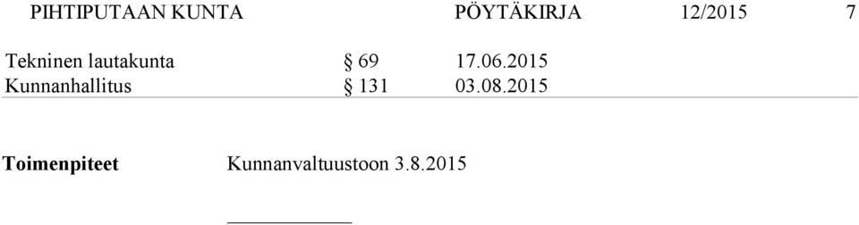 06.2015 Kunnanhallitus 131 03.08.