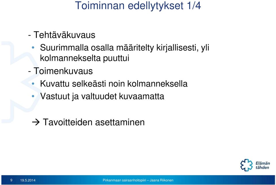 puuttui - Toimenkuvaus Kuvattu selkeästi noin