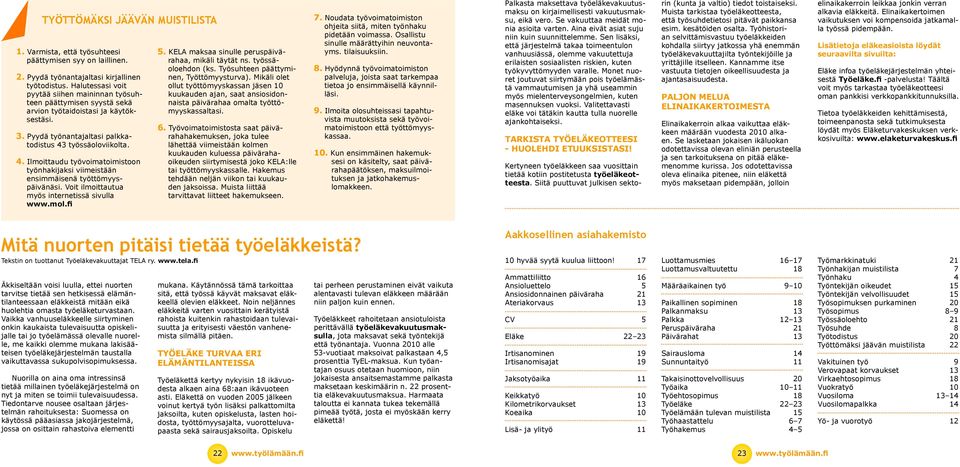 työssäoloviikolta. 4. Ilmoittaudu työvoimatoimistoon työnhakijaksi viimeistään ensimmäisenä työttömyyspäivänäsi. Voit ilmoittautua myös internetissä sivulla www.mol.fi 5.