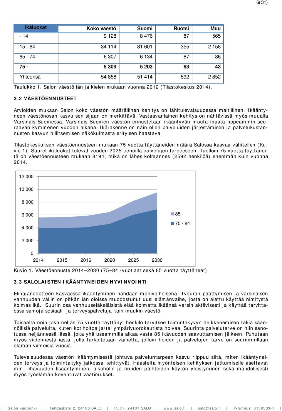 Ikääntyneen väestönosan kasvu sen sijaan on merkittävä. Vastaavanlainen kehitys on nähtävissä myös muualla Varsinais-Suomessa.