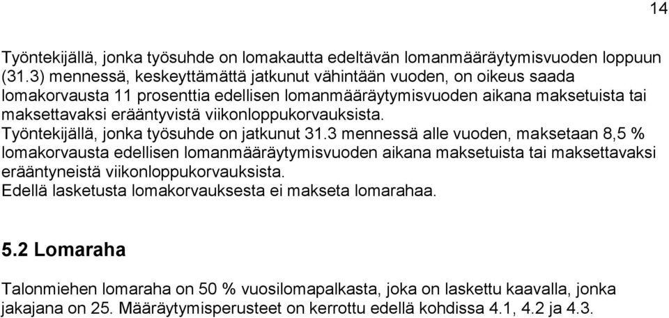 viikonloppukorvauksista. Työntekijällä, jonka työsuhde on jatkunut 31.