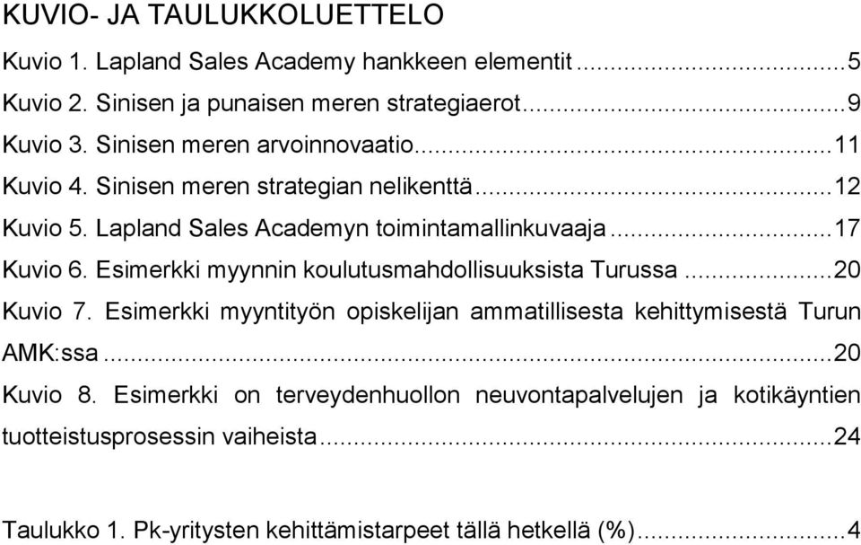 Esimerkki myynnin koulutusmahdollisuuksista Turussa... 20 Kuvio 7. Esimerkki myyntityön opiskelijan ammatillisesta kehittymisestä Turun AMK:ssa... 20 Kuvio 8.