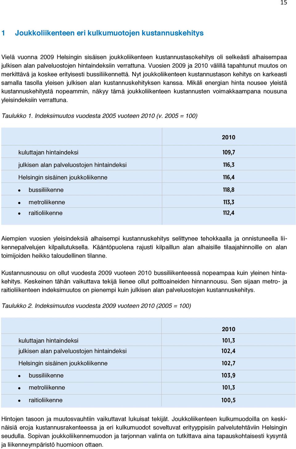 Nyt joukkoliikenteen kustannustason kehitys on karkeasti samalla tasolla yleisen julkisen alan kustannuskehityksen kanssa.