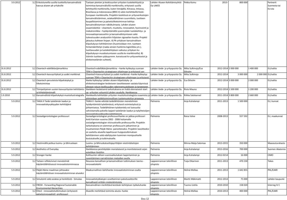 Projektin keskiössä on yritysverkostojen kansainvälistäminen, asiakaslähtöinen suunnittelu, tuotteen kaupallistaminen ja palveluliiketoiminnan kehitys kansainvälistymisen näkökulmasta.