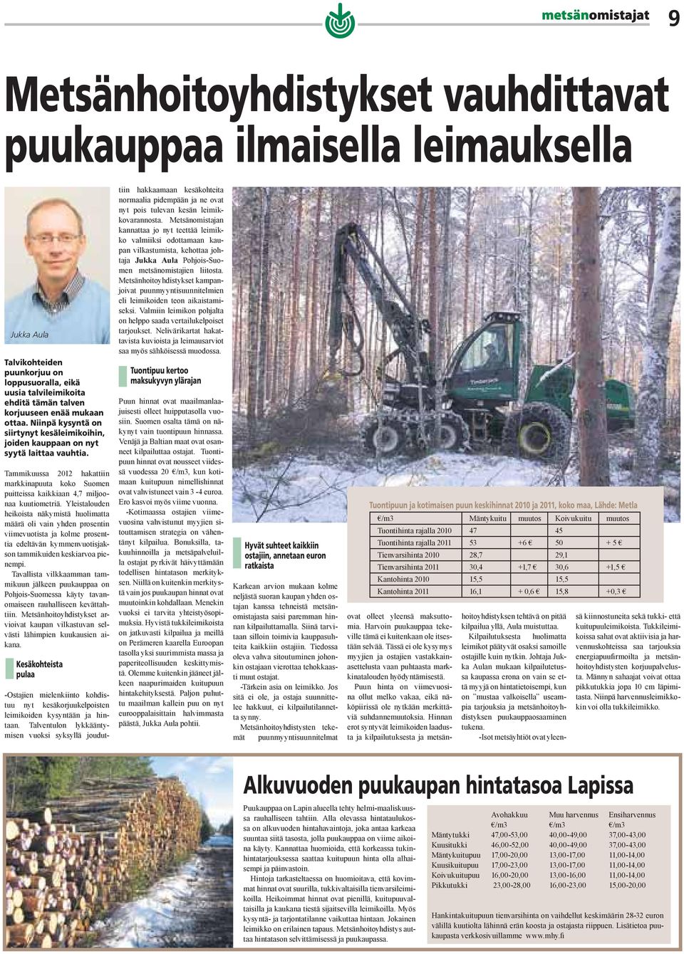 Tammikuussa 2012 hakattiin markkinapuuta koko Suomen puitteissa kaikkiaan 4,7 miljoonaa kuutiometriä.