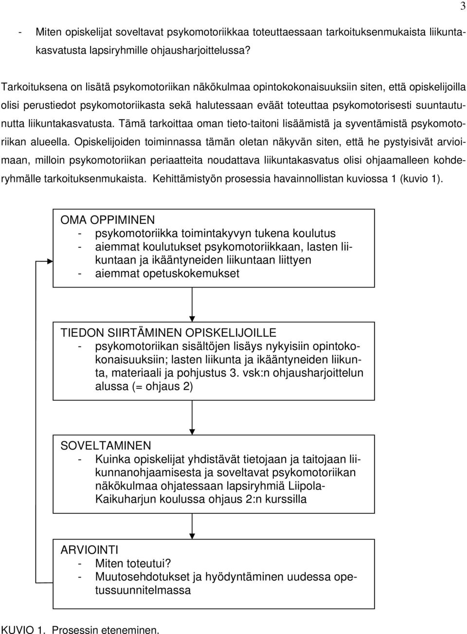 suuntautunutta liikuntakasvatusta. Tämä tarkoittaa oman tieto-taitoni lisäämistä ja syventämistä psykomotoriikan alueella.