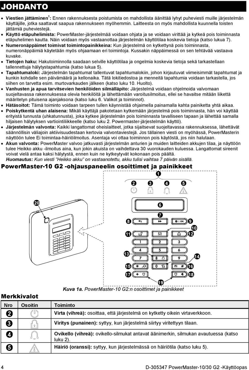 Käyttö etäpuhelimista: PowerMaster-järjestelmää voidaan ohjata ja se voidaan virittää ja kytkeä pois toiminnasta etäpuhelimen kautta.