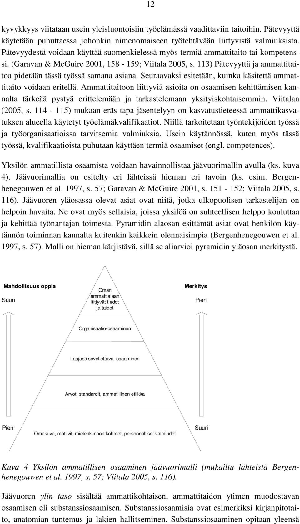 113) Pätevyyttä ja ammattitaitoa pidetään tässä työssä samana asiana. Seuraavaksi esitetään, kuinka käsitettä ammattitaito voidaan eritellä.