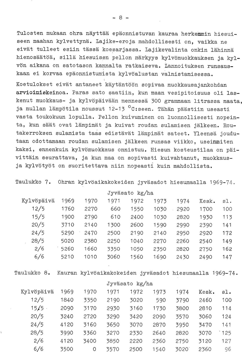 Lannoituksen runsauskaan ei korvaa epäonnistumista kylvöalustan valmistamisessa. Koetulokset eivät antaneet käytäntöön sopivaa muokkausajankohdan arvioimiekeinoa.