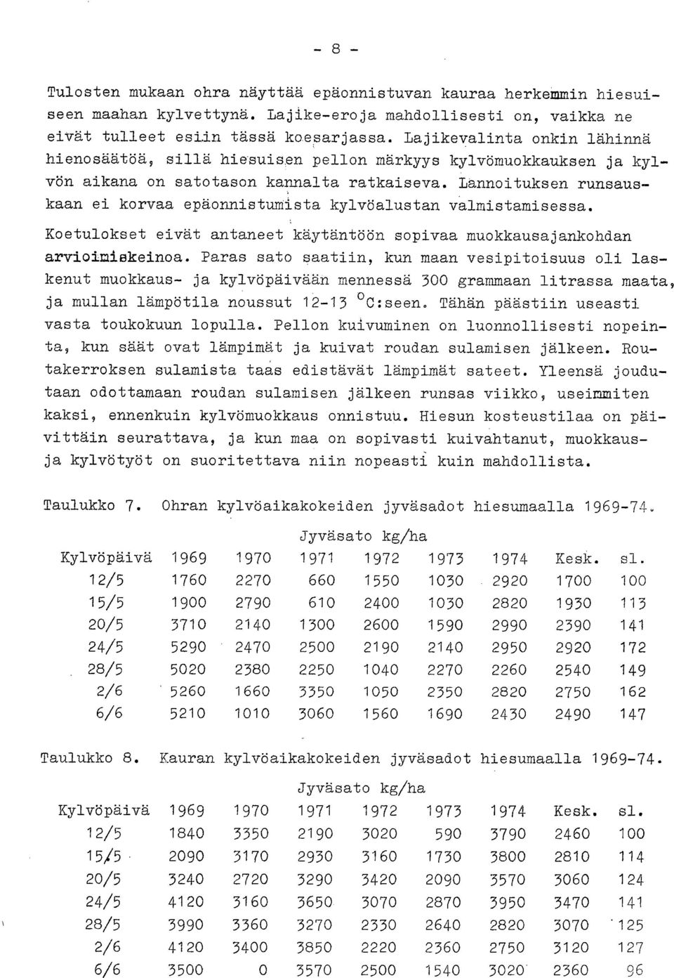 Lannoituksen runsauskaan ei korvaa epäonnistumista kylvöalustan valmistamisessa. Koetulokset eivät antaneet käytäntöön sopivaa muokkausajankohdan arvioimiekeinoa.