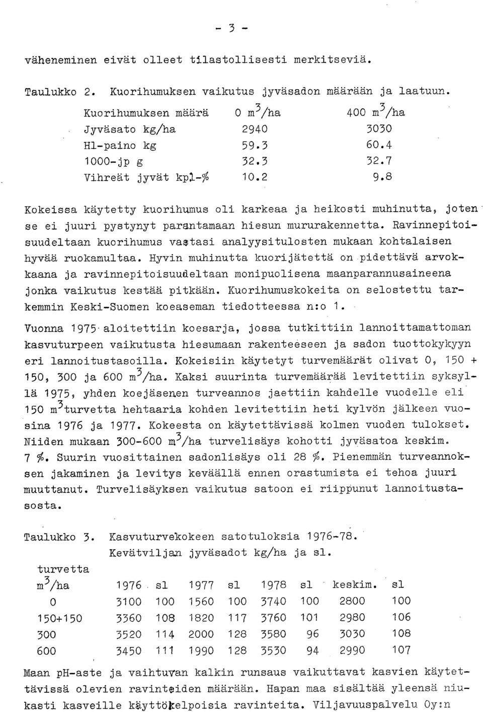 8 Kokeissa käytetty kuorihumus oli karkeaa ja heikosti muhinutta, joten se ei juuri pystynyt parantamaan hiesun mururakennetta.