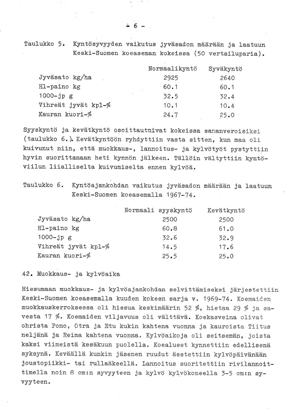 Kevätkyntöön ryhdyttiin vasta sitten, kun maa oli kuivunut niin, että muokkaus-, lannoitus- ja kylvötyöt pystyttiin hyvin suorittamaan heti kynnön jälkeen.