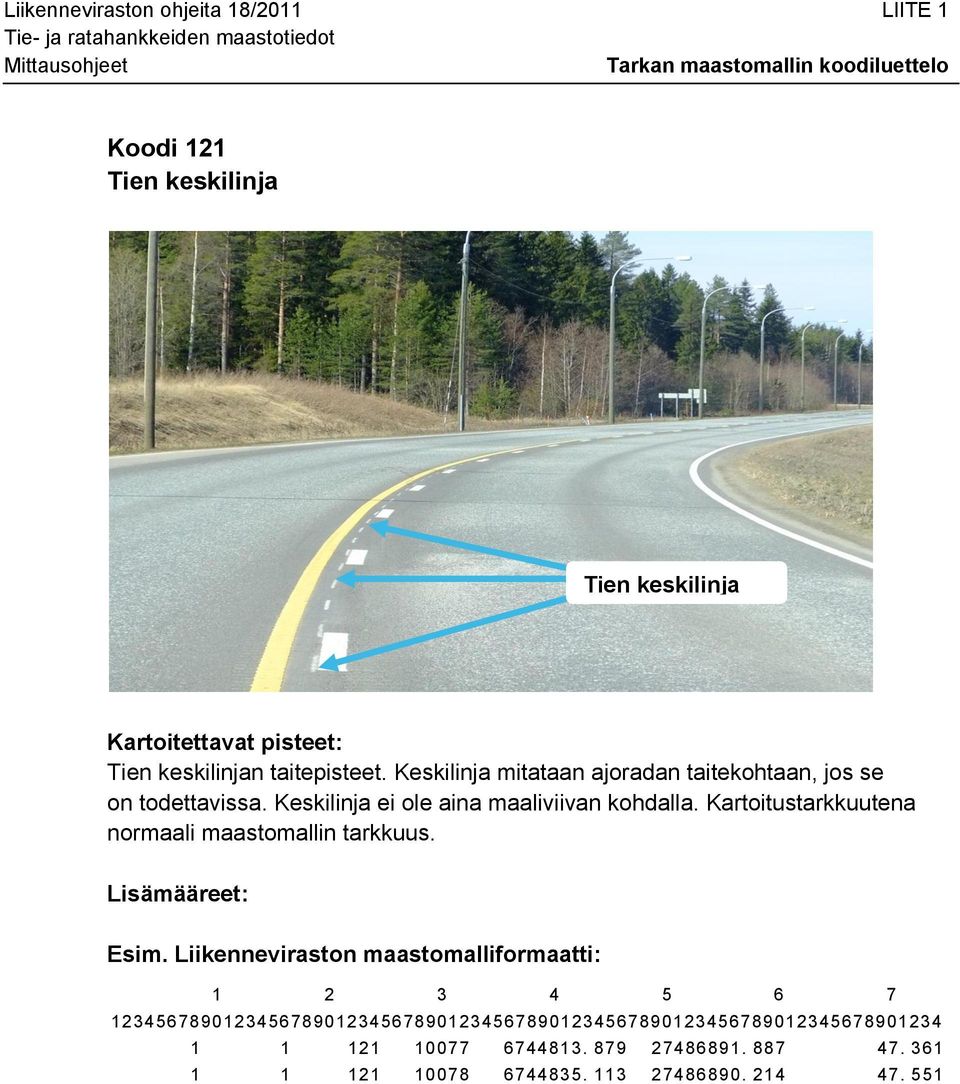 Keskilinja ei ole aina maaliviivan kohdalla.