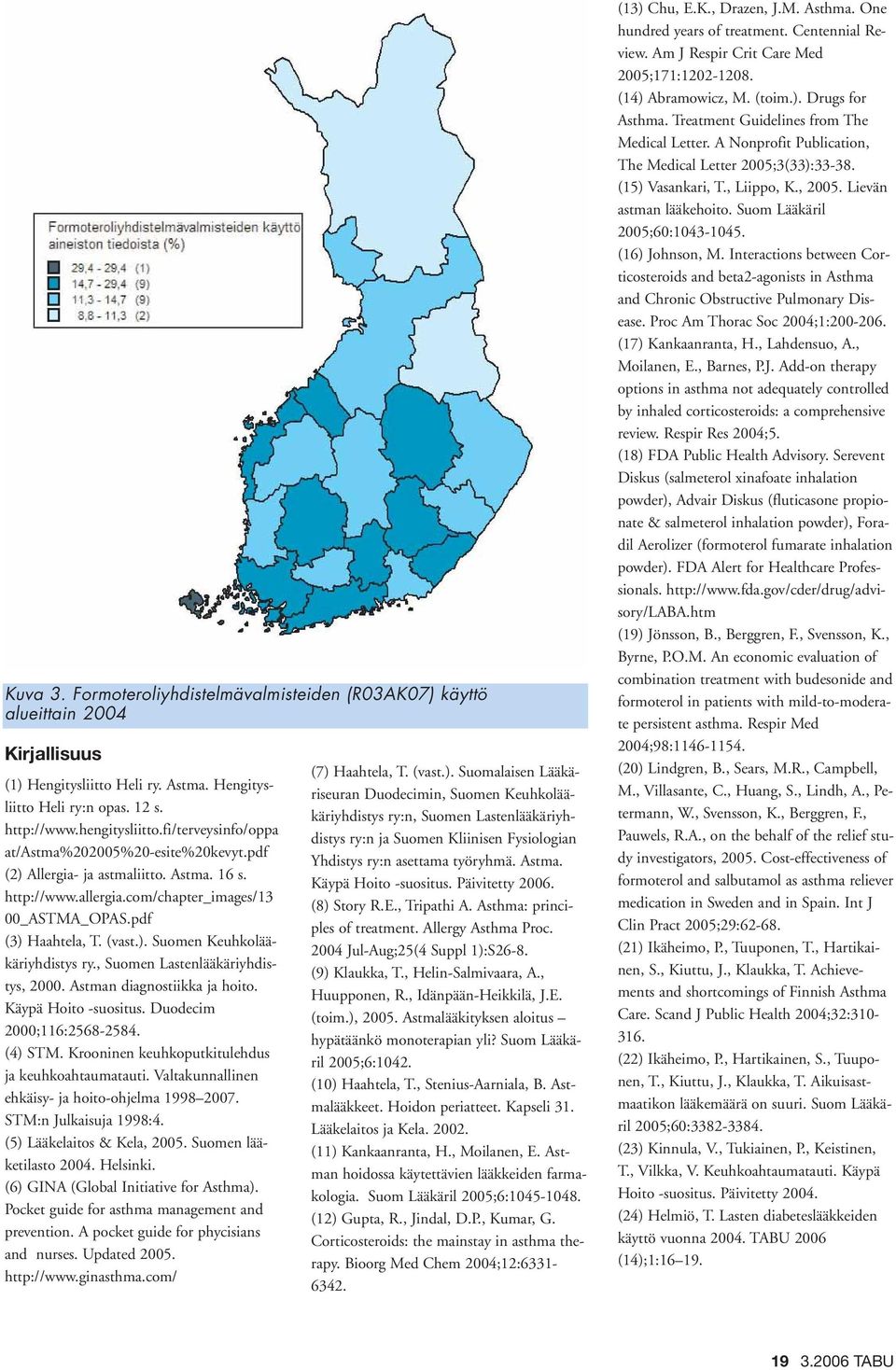 , Suomen Lastenlääkäriyhdistys, 2000. Astman diagnostiikka ja hoito. Käypä Hoito -suositus. Duodecim 2000;116:2568-2584. (4) STM. Krooninen keuhkoputkitulehdus ja keuhkoahtaumatauti.