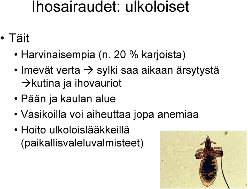 kutina ja ihovauriot Pään ja kaulan alue Vasikoilla voi