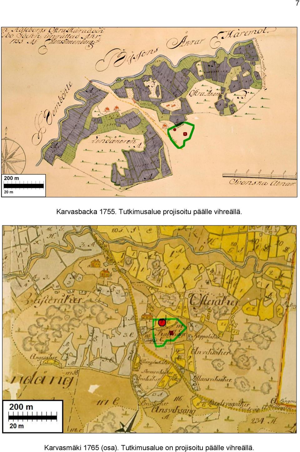 vihreällä. Karvasmäki 1765 (osa).