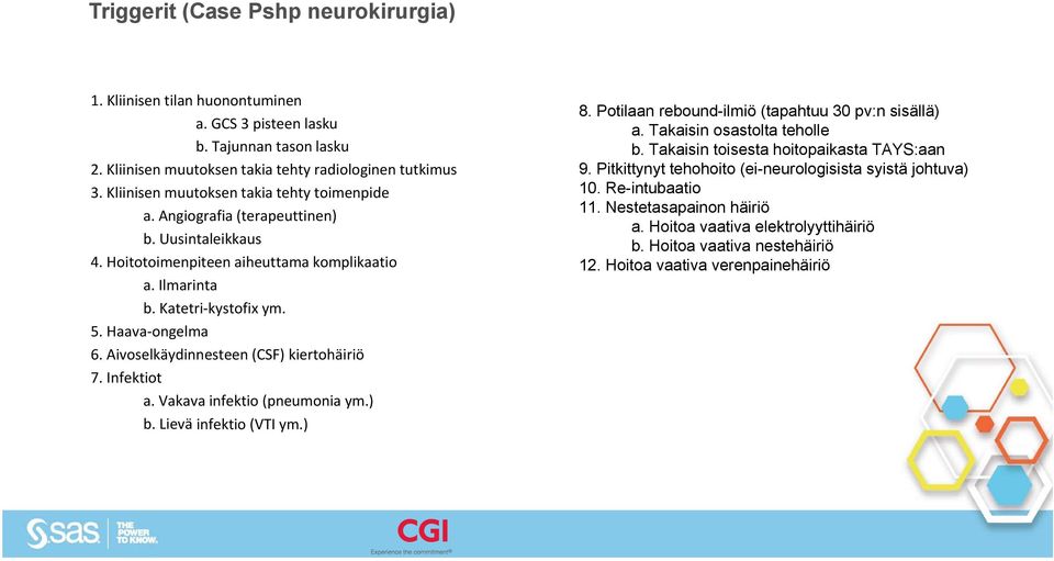 Aivoselkäydinnesteen (CSF) kiertohäiriö 7. Infektiot a. Vakava infektio (pneumonia ym.) b. Lievä infektio (VTI ym.) 8. Potilaan rebound-ilmiö (tapahtuu 30 pv:n sisällä) a.