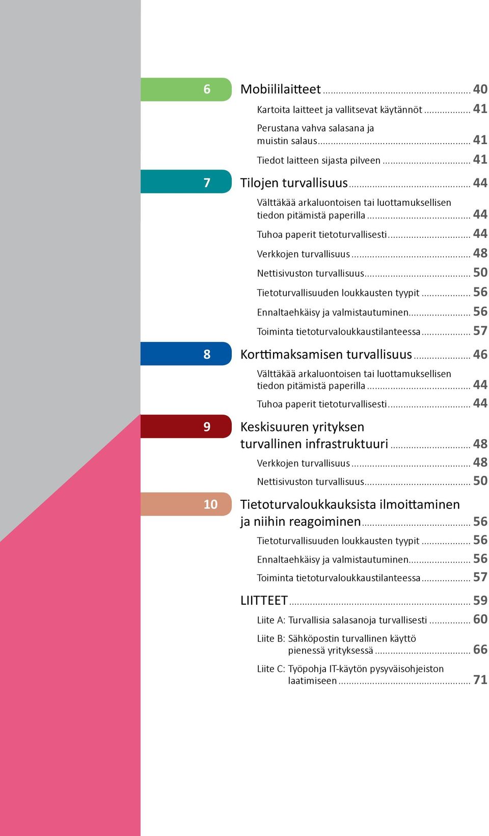 .. 50 Tietoturvallisuuden loukkausten tyypit... 56 Ennaltaehkäisy ja valmistautuminen... 56 Toiminta tietoturvaloukkaustilanteessa... 57 8 Korttimaksamisen turvallisuus.