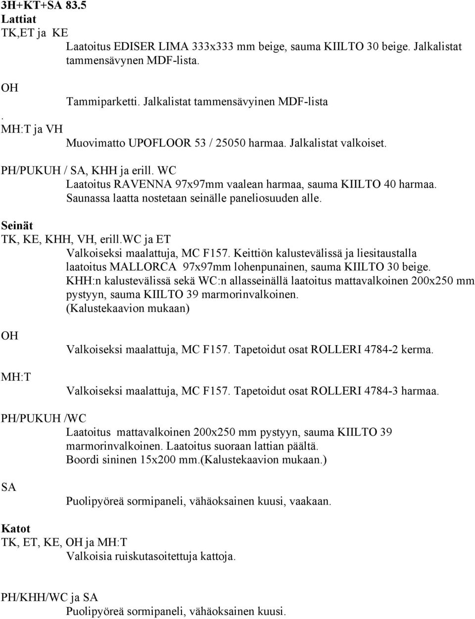 erillwc ja ET KHH:n kalustevälissä sekä WC:n allasseinällä laatoitus mattavalkoinen 200x250 mm pystyyn, sauma