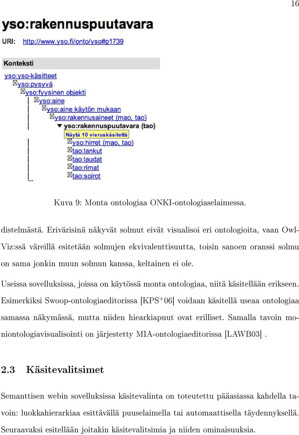 keltainen ei ole. Useissa sovelluksissa, joissa on käytössä monta ontologiaa, niitä käsitellään erikseen.