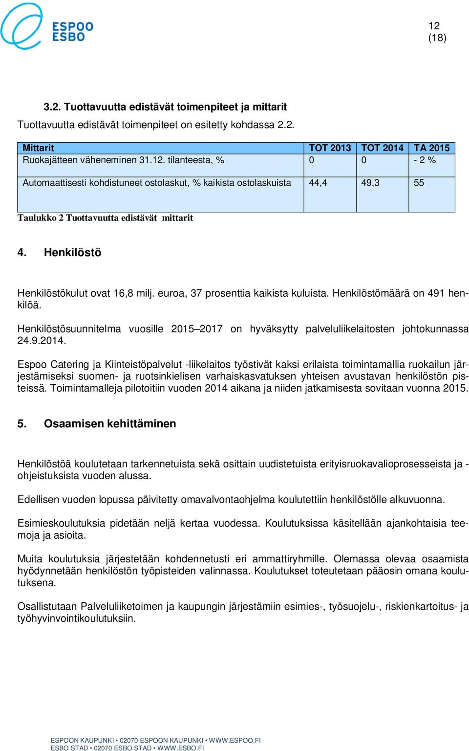 Henkilöstösuunnitelma vuosille 2015 2017 on hyväksytty palveluliikelaitosten johtokunnassa 24.9.2014.