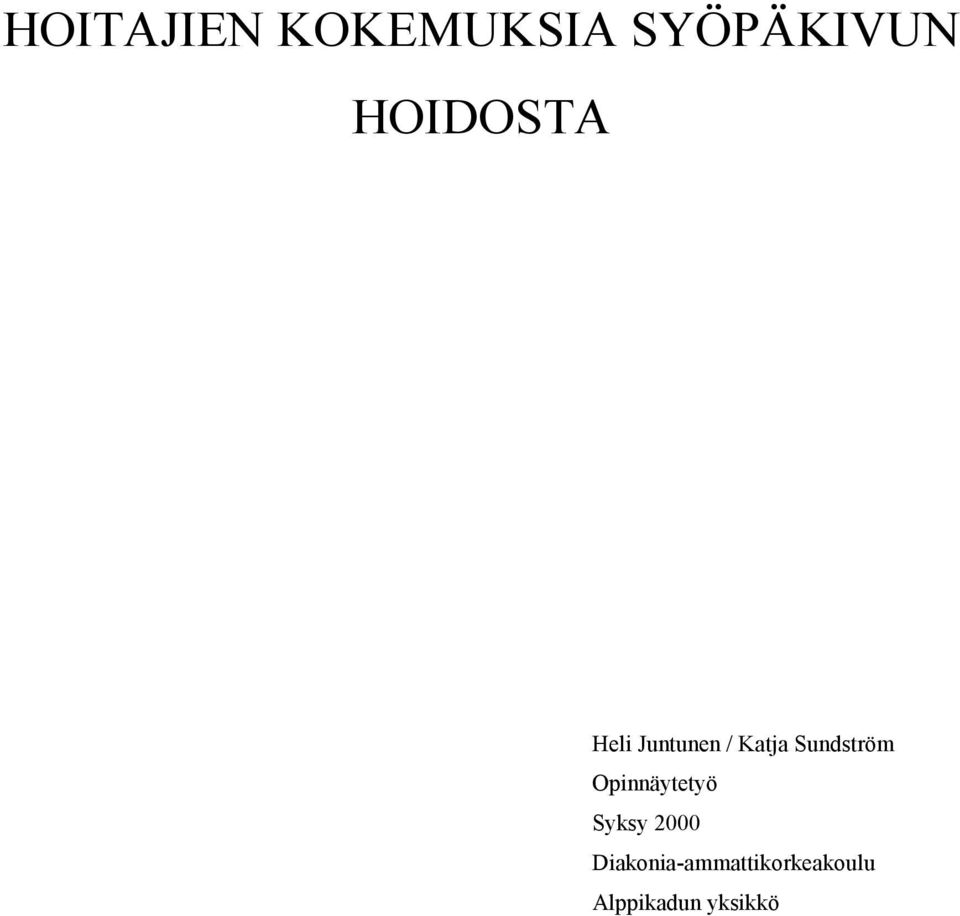 Sundström Opinnäytetyö Syksy 2000