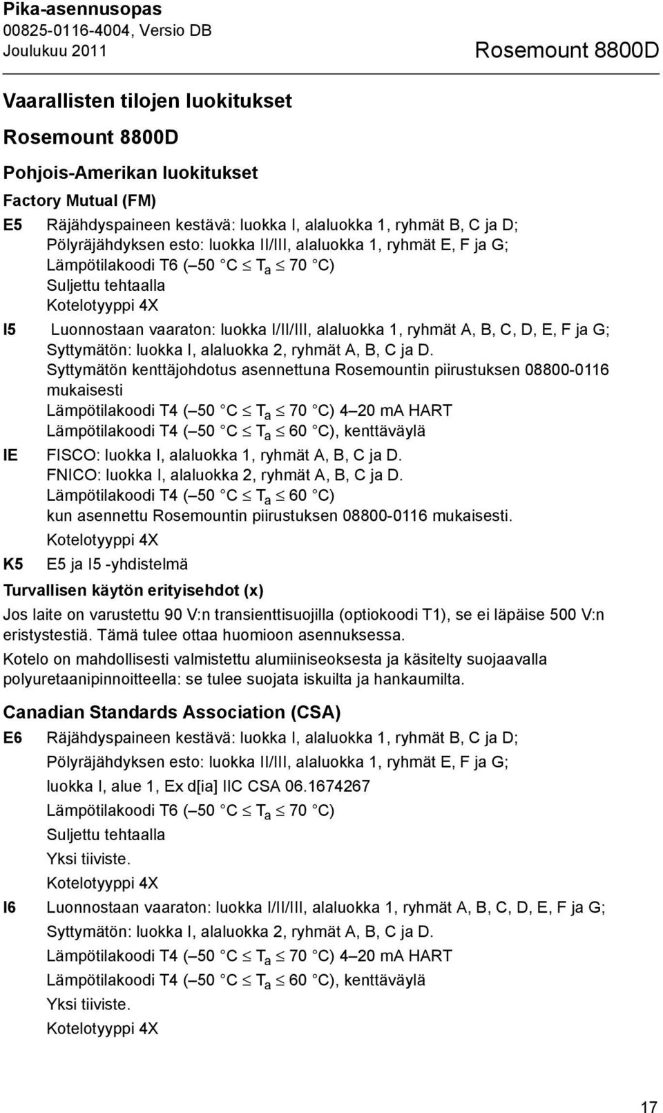 Syttymätön: luokka I, alaluokka 2, ryhmät A, B, C ja D.