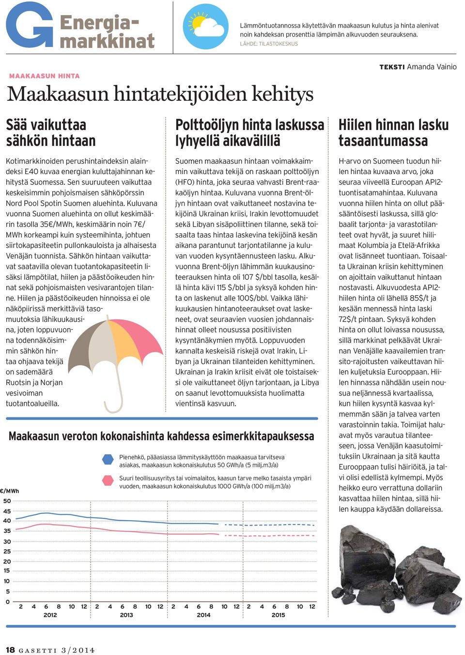 energian kuluttajahinnan kehitystä Suomessa. Sen suuruuteen vaikuttaa keskeisimmin pohjoismaisen sähköpörssin Nord Pool Spotin Suomen aluehinta.