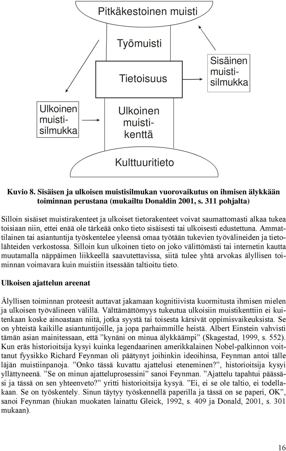 311 pohjalta) Silloin sisäiset muistirakenteet ja ulkoiset tietorakenteet voivat saumattomasti alkaa tukea toisiaan niin, ettei enää ole tärkeää onko tieto sisäisesti tai ulkoisesti edustettuna.