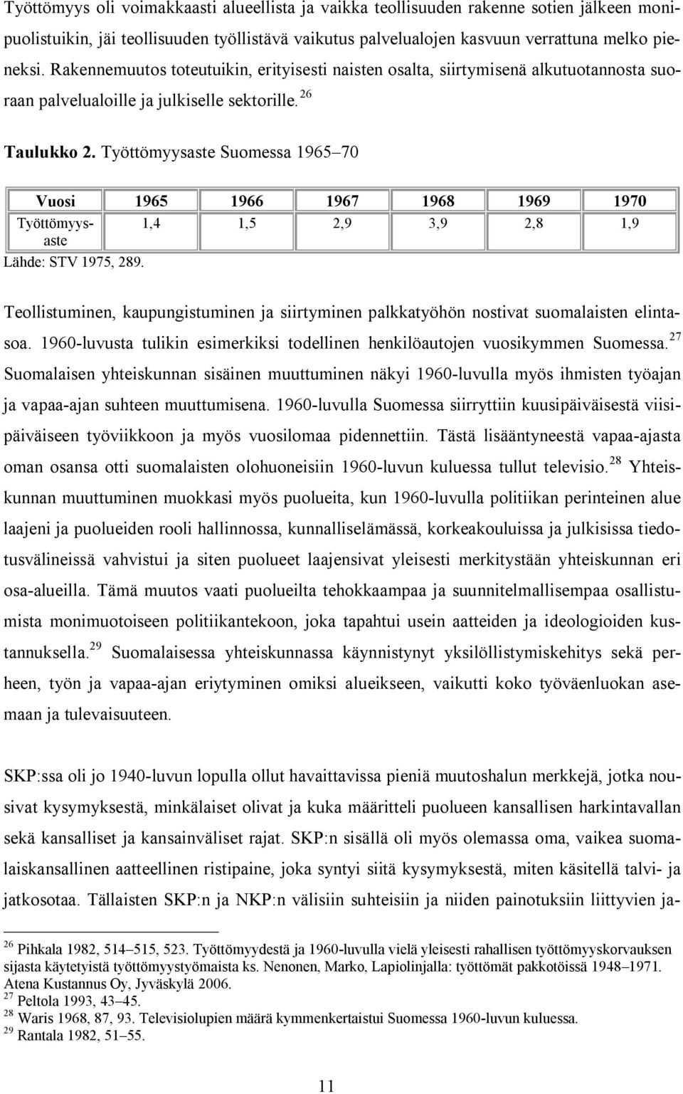Työttömyysaste Suomessa 1965 70 SKP:ssa oli jo 1940-luvun lopulla ollut havaittavissa pieniä muutoshalun merkkejä, jotka nousivat kysymyksestä, minkälaiset olivat ja kuka määritteli puolueen