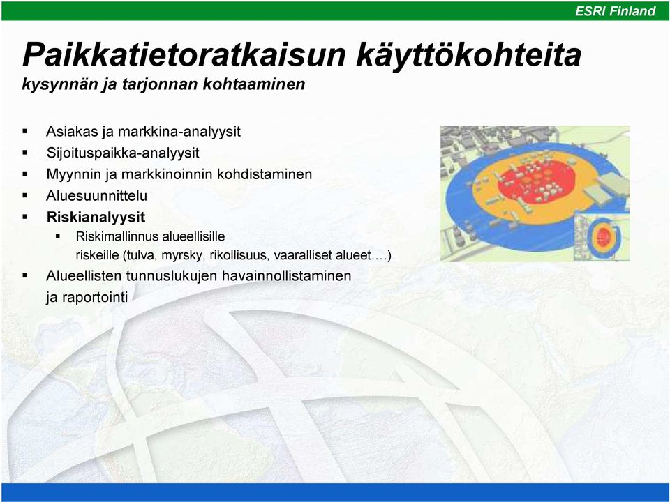 Aluesuunnittelu Riskianalyysit Riskimallinnus alueellisille riskeille (tulva, myrsky,