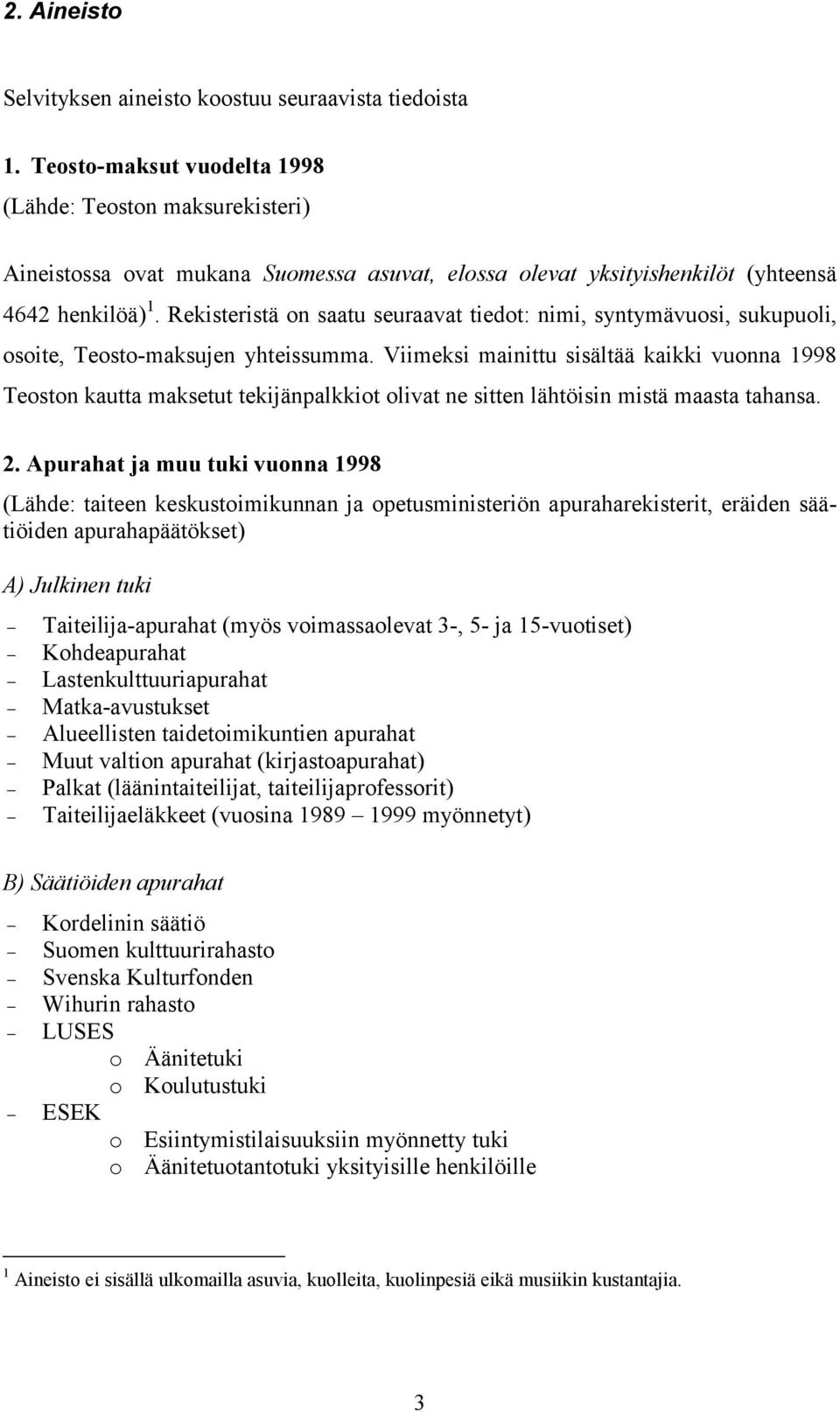 Rekisteristä on saatu seuraavat tiedot: nimi, syntymävuosi, sukupuoli, osoite, Teosto-maksujen yhteissumma.