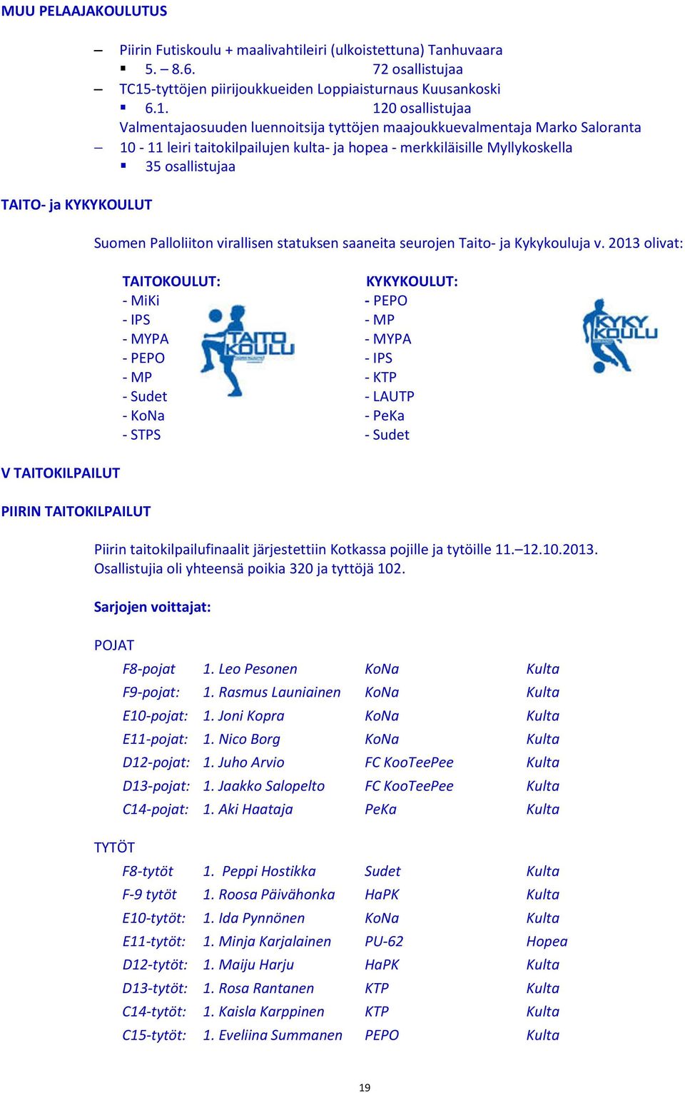 -tyttöjen piirijoukkueiden Loppiaisturnaus Kuusankoski 6.1.