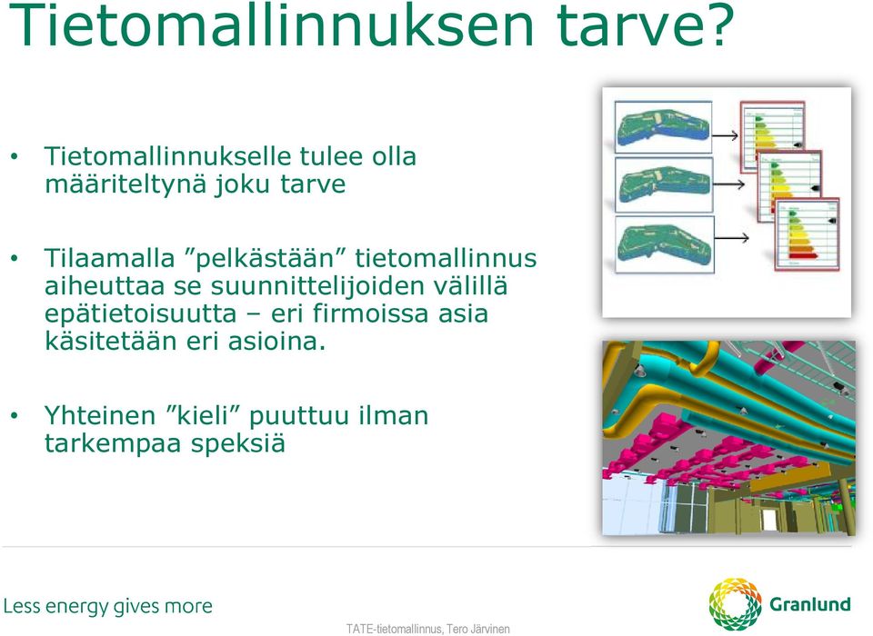 pelkästään tietomallinnus aiheuttaa se suunnittelijoiden välillä