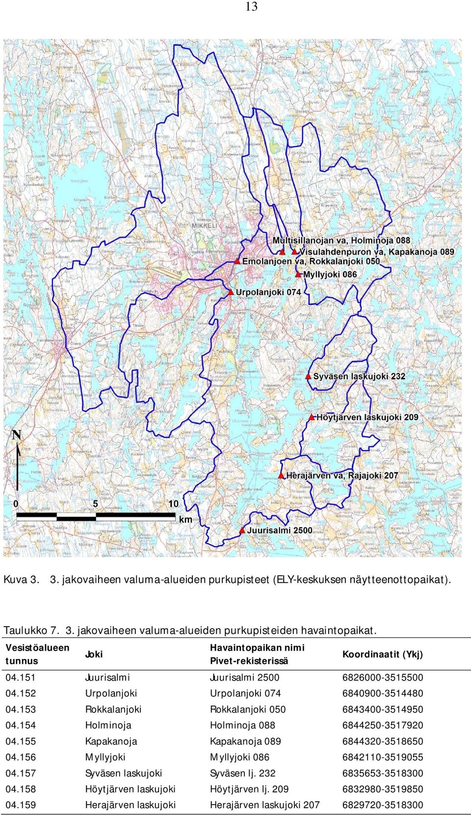 152 Urpolanjoki Urpolanjoki 074 6840900-3514480 04.153 Rokkalanjoki Rokkalanjoki 050 6843400-3514950 04.154 Holminoja Holminoja 088 6844250-3517920 04.