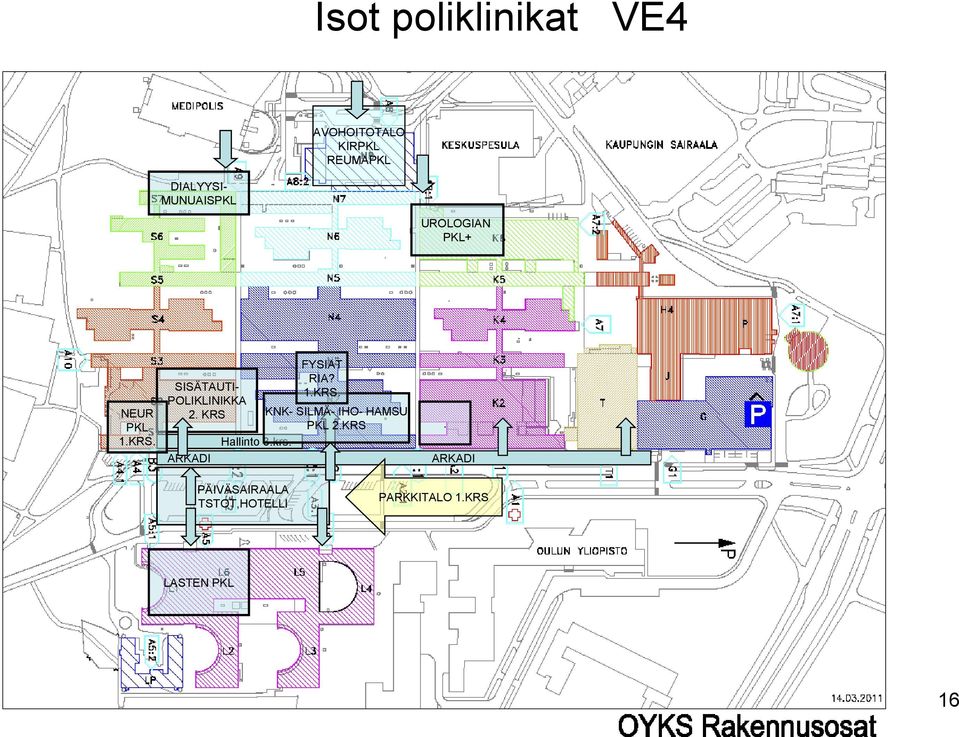 KRS ARKADI Hallinto 3.krs. FYSIAT RIA? 1.KRS. KNK- SILMÄ- IHO- HAMSU PKL 2.