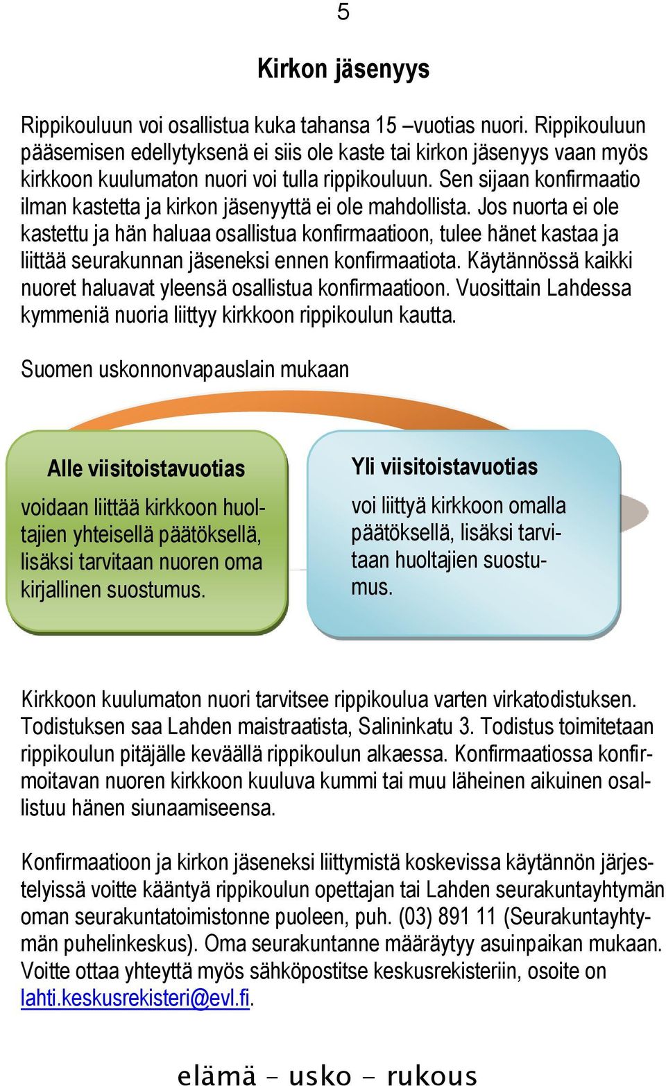 Sen sijaan konfirmaatio ilman kastetta ja kirkon jäsenyyttä ei ole mahdollista.